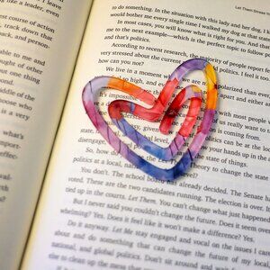 Heart Shaped Acrylic Colorful Paperclip, Trending, Handmade, page, holder, clip